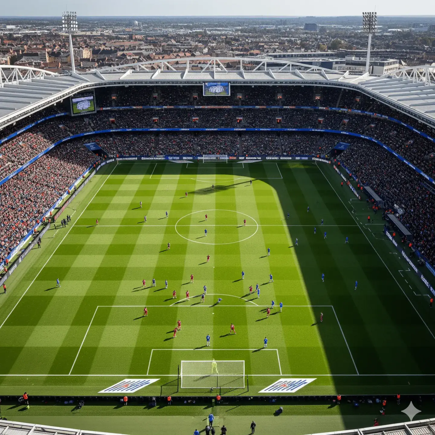 Estadio de fútbol durante un partido